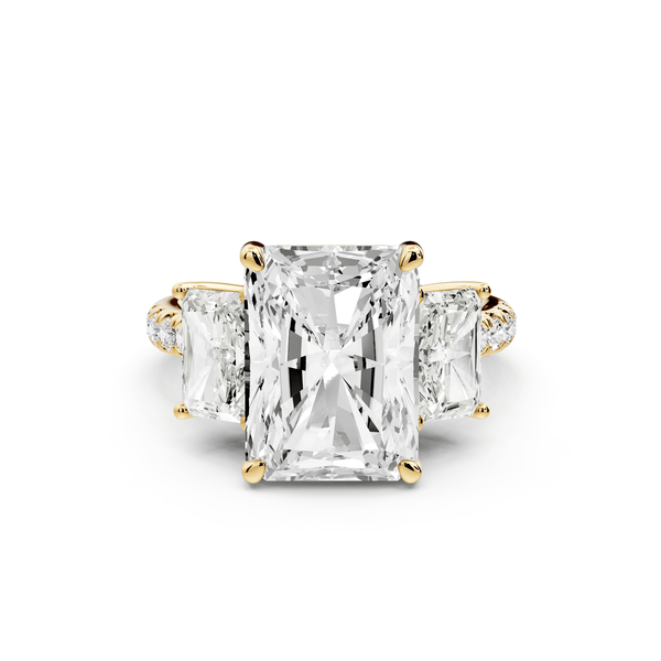 Mia - 5ct 14k yellow gold radiant Trellis Basket Diamond Pavé half band Engagement Ring - Mr. Alex Jewelry