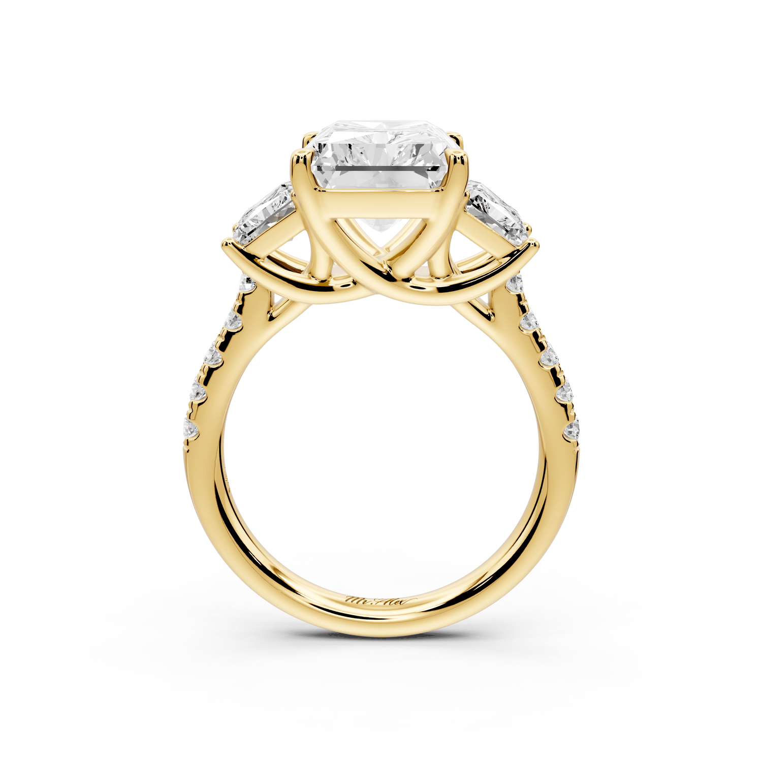 Mia - 5ct 14k yellow gold radiant Trellis Basket Diamond Pavé half band Engagement Ring - Mr. Alex Jewelry