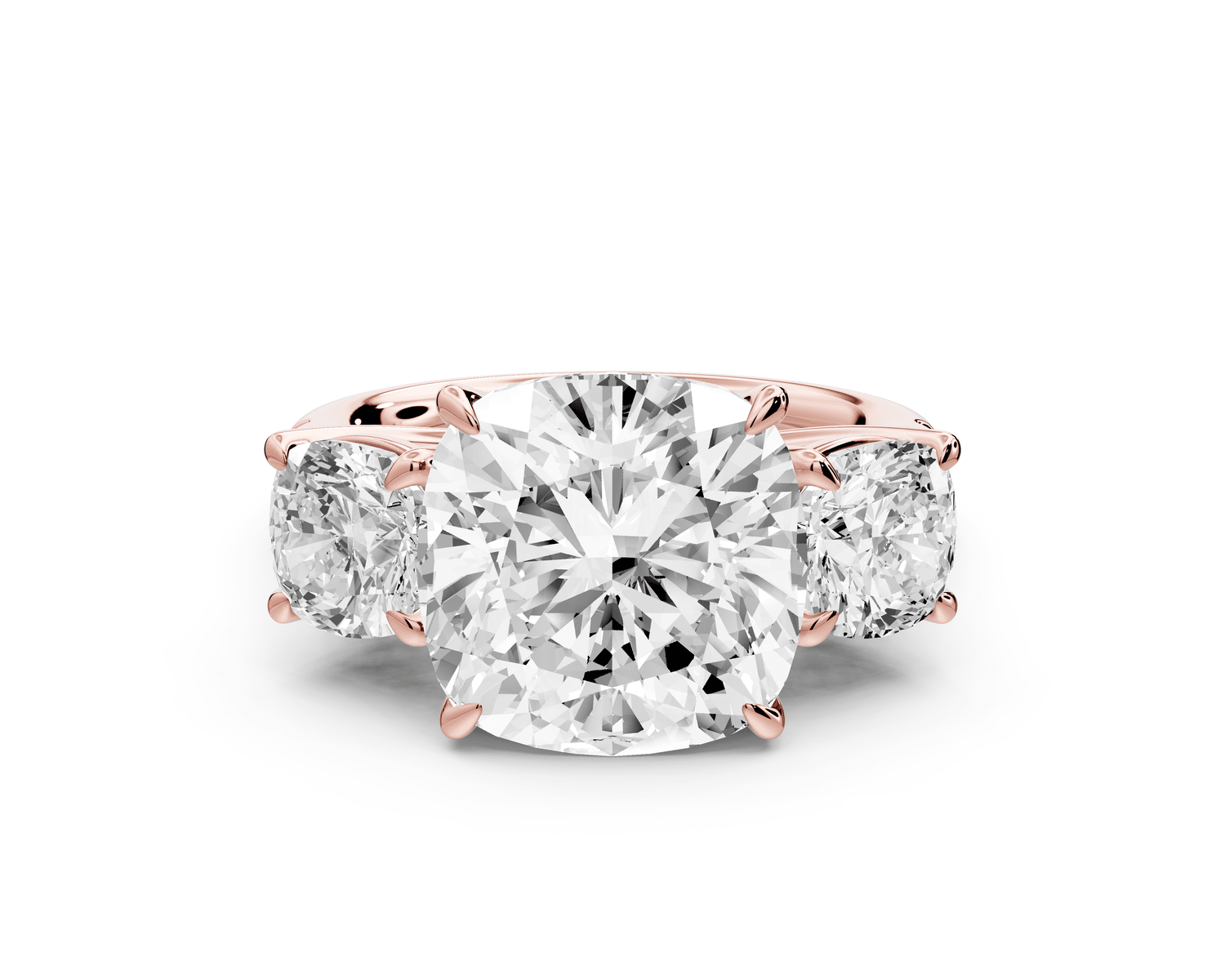 Mia - 5ct 18k rose gold cushion Trellis Basket Diamond Pavé half band Engagement Ring - Mr. Alex Jewelry
