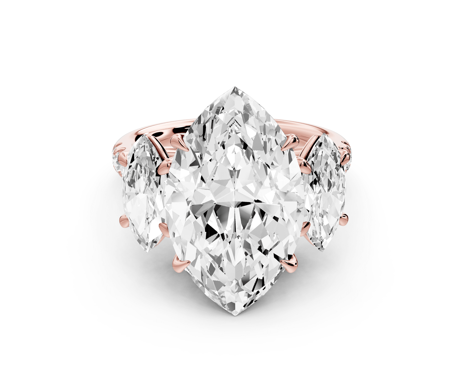 Mia - 5ct 18k rose gold marquise Trellis Basket Diamond Pavé half band Engagement Ring - Mr. Alex Jewelry