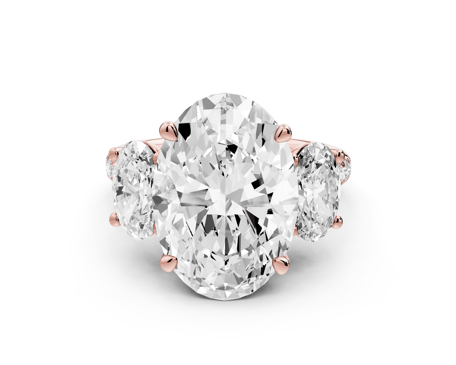 Mia - 5ct 18k rose gold oval Trellis Basket Diamond Pavé half band Engagement Ring - Mr. Alex Jewelry