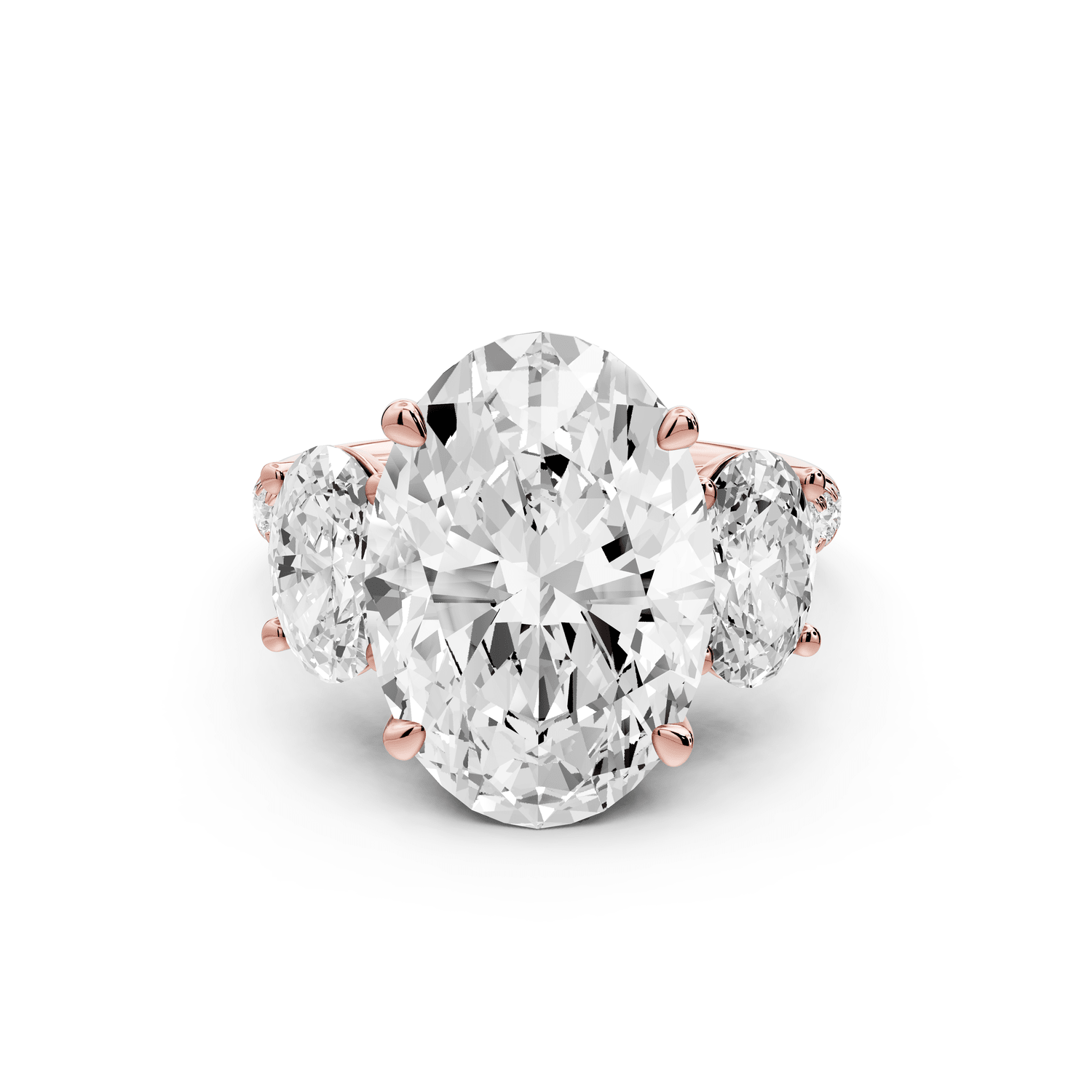 Mia - 5ct 18k rose gold oval Trellis Basket Diamond Pavé half band Engagement Ring - Mr. Alex Jewelry