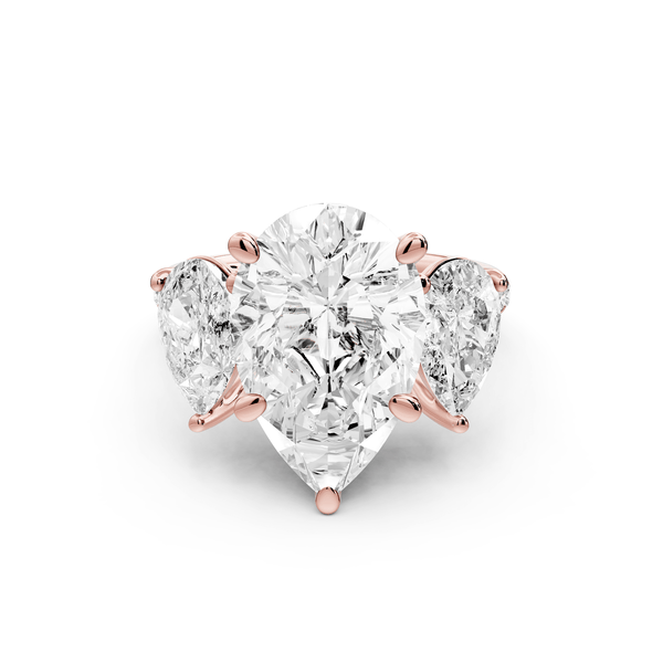 Mia - 5ct 18k rose gold pear Trellis Basket Diamond Pavé half band Engagement Ring - Mr. Alex Jewelry