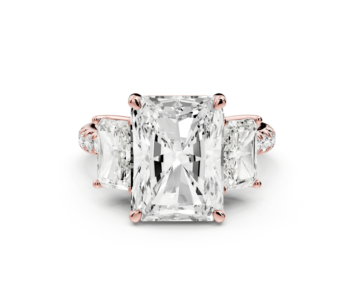 Mia - 5ct 18k rose gold radiant Trellis Basket Diamond Pavé half band Engagement Ring - Mr. Alex Jewelry