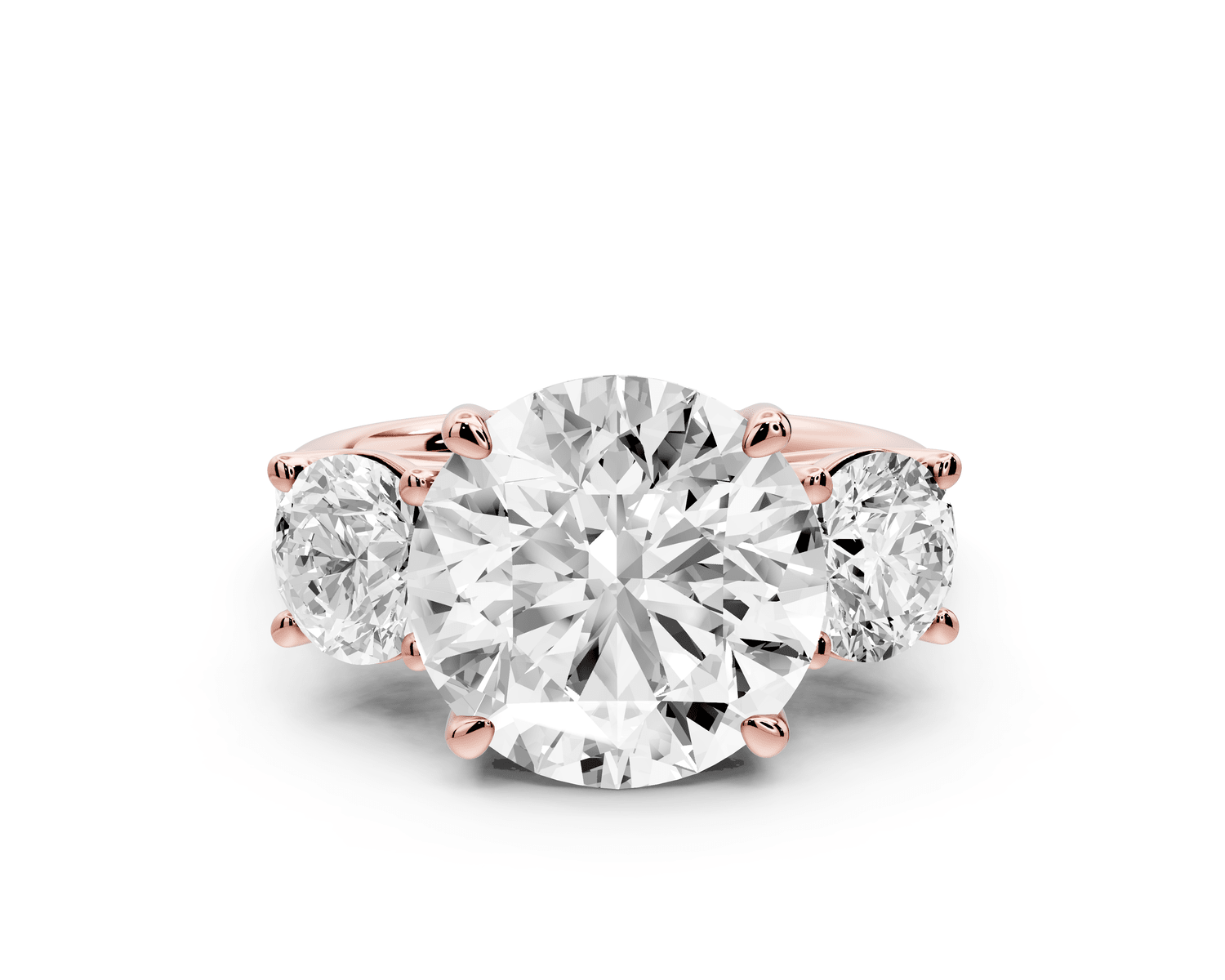 Mia - 5ct 18k rose gold round Trellis Basket Diamond Pavé half band Engagement Ring - Mr. Alex Jewelry