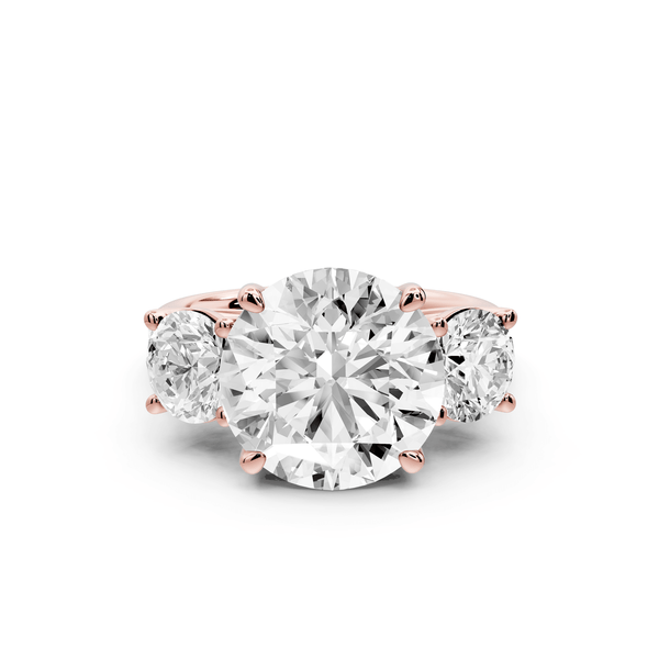 Mia - 5ct 18k rose gold round Trellis Basket Diamond Pavé half band Engagement Ring - Mr. Alex Jewelry