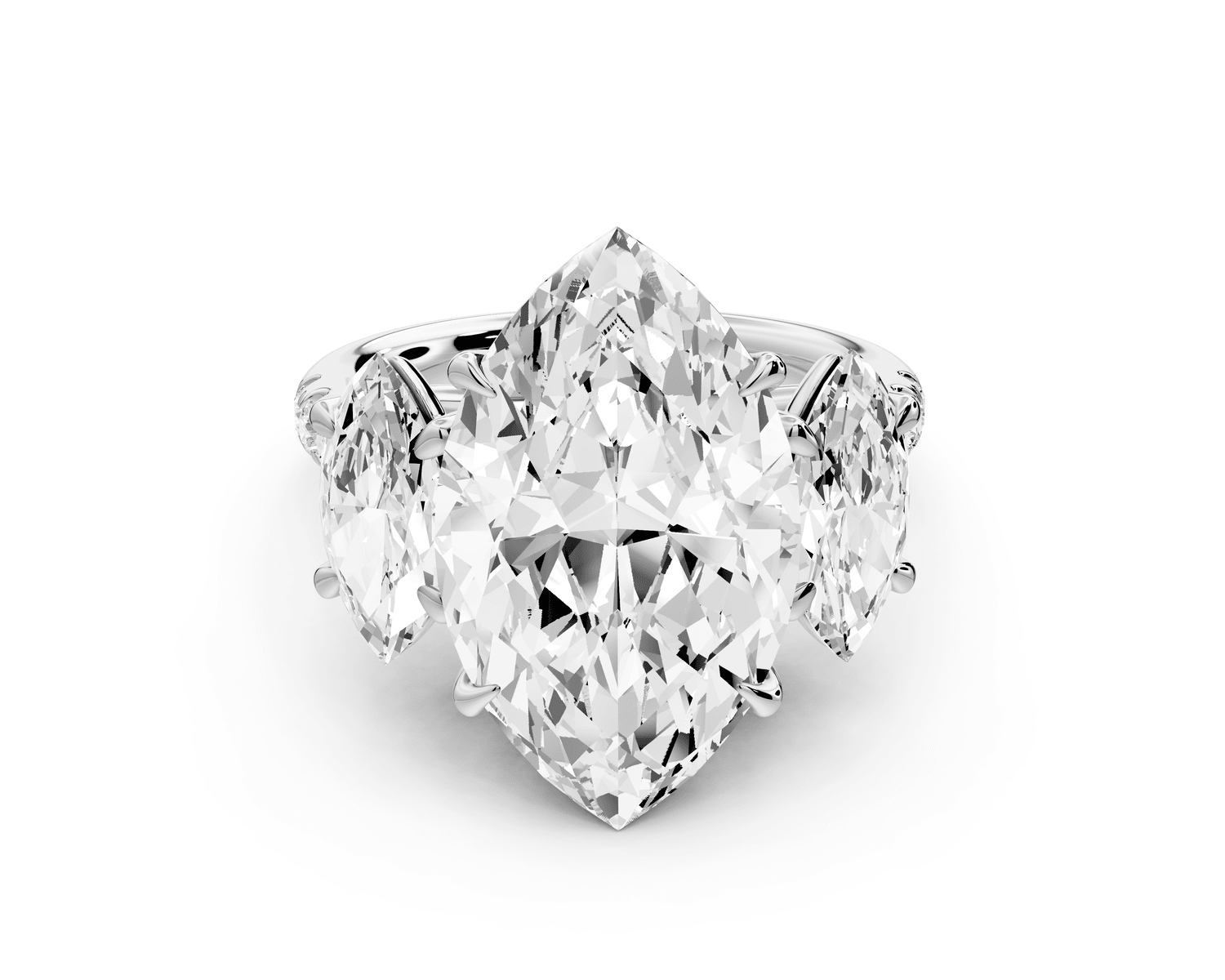 Mia - 5ct 18k white gold marquise Trellis Basket Diamond Pavé half band Engagement Ring - Mr. Alex Jewelry