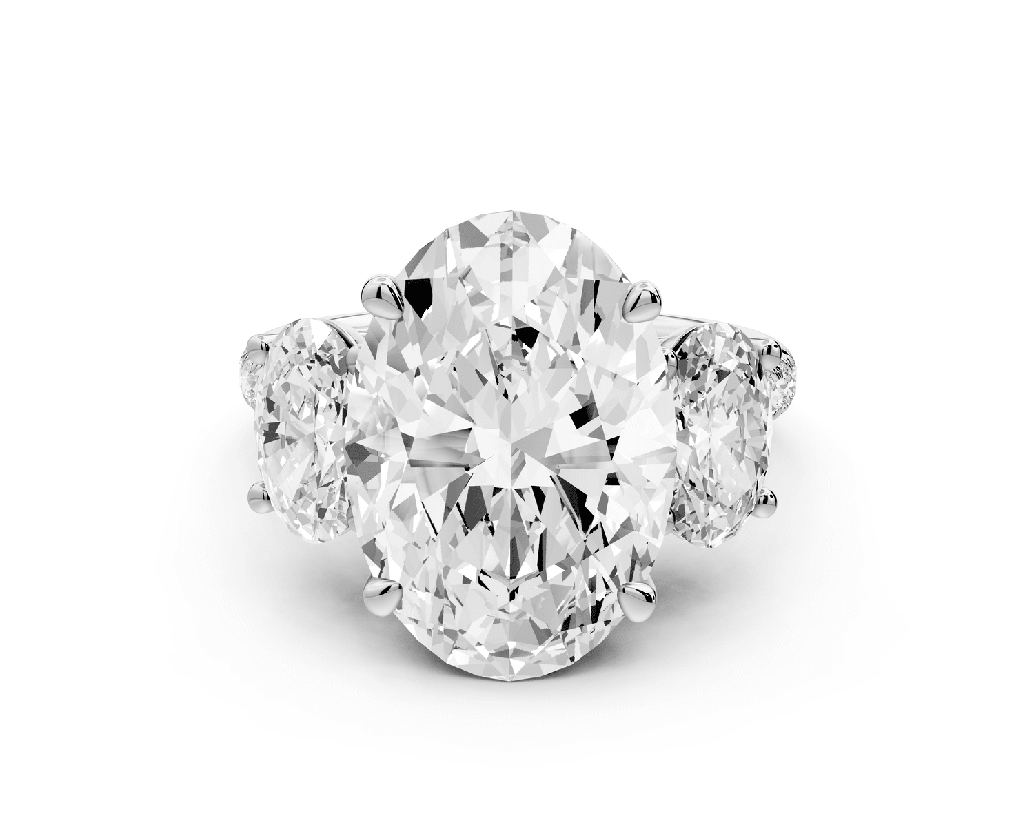 Mia - 5ct 18k white gold oval Trellis Basket Diamond Pavé half band Engagement Ring - Mr. Alex Jewelry