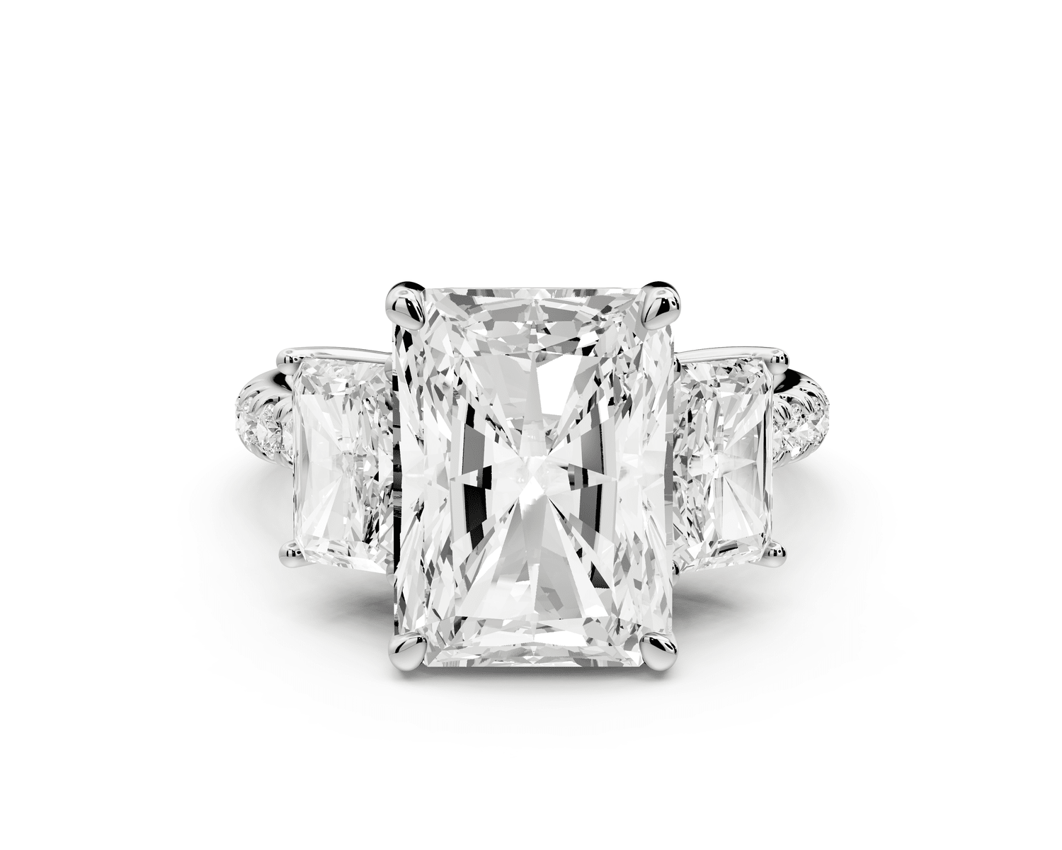 Mia - 5ct 18k white gold radiant Trellis Basket Diamond Pavé half band Engagement Ring - Mr. Alex Jewelry
