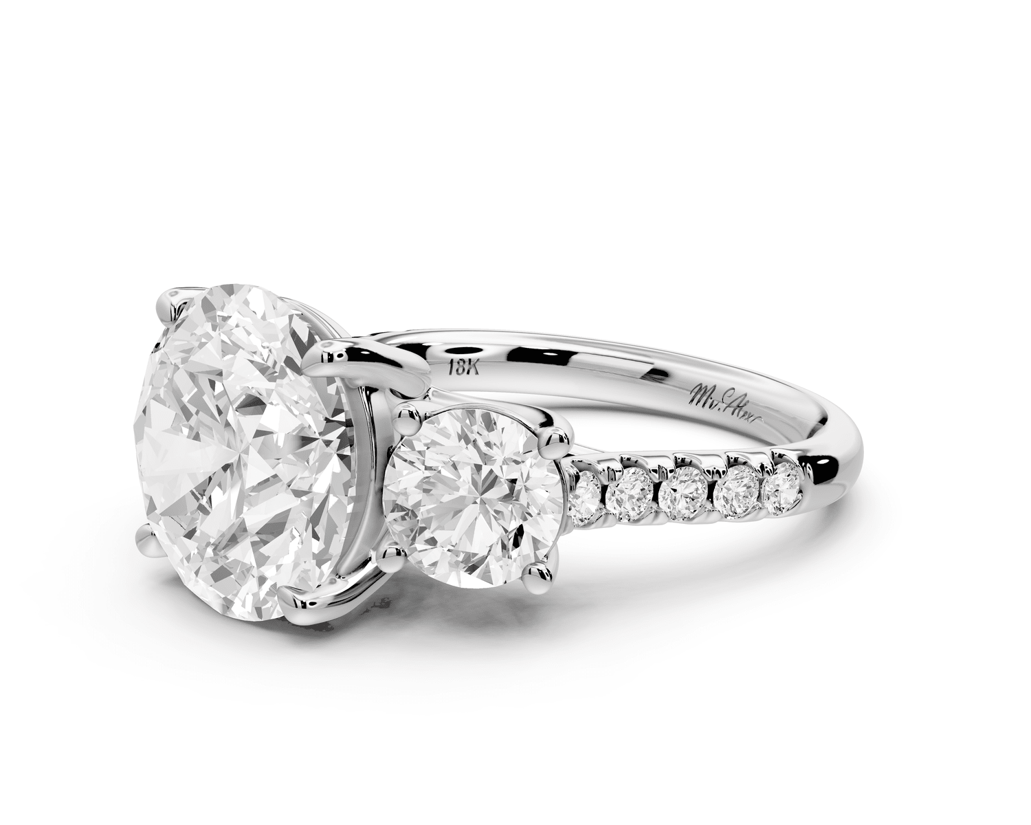 Mia - 5ct 18k white gold round Trellis Basket Diamond Pavé half band Engagement Ring - Mr. Alex Jewelry