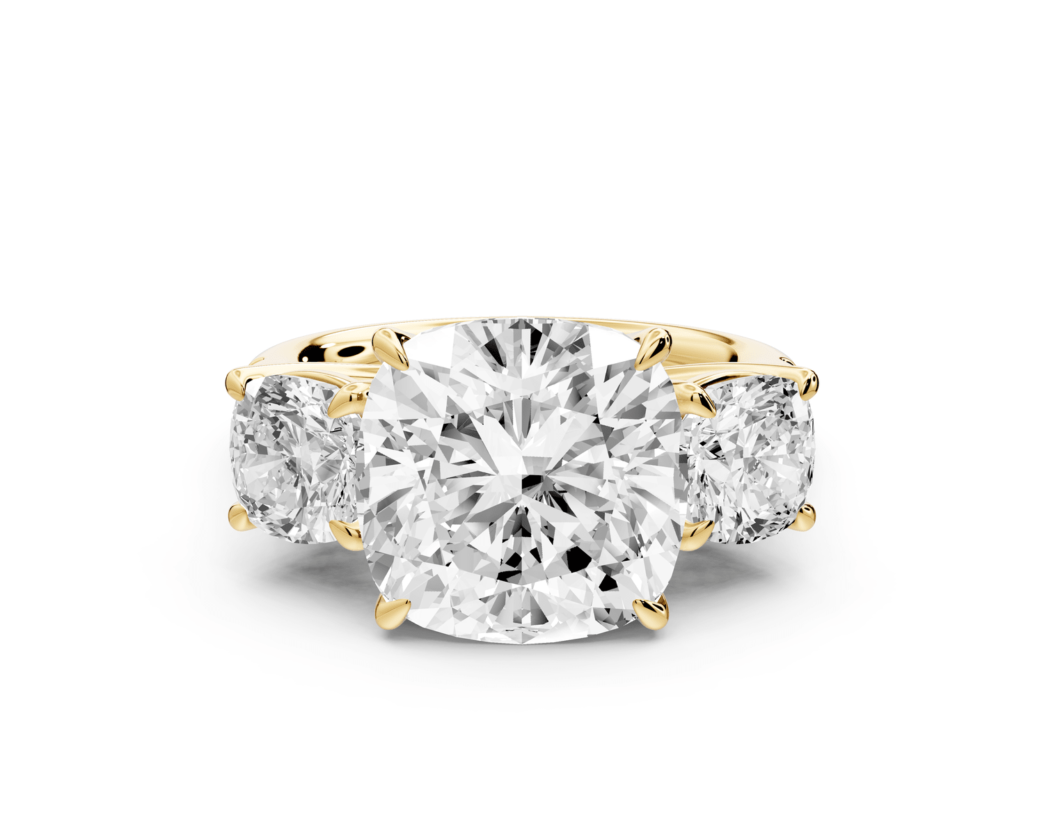 Mia - 5ct 18k yellow gold cushion Trellis Basket Diamond Pavé half band Engagement Ring - Mr. Alex Jewelry