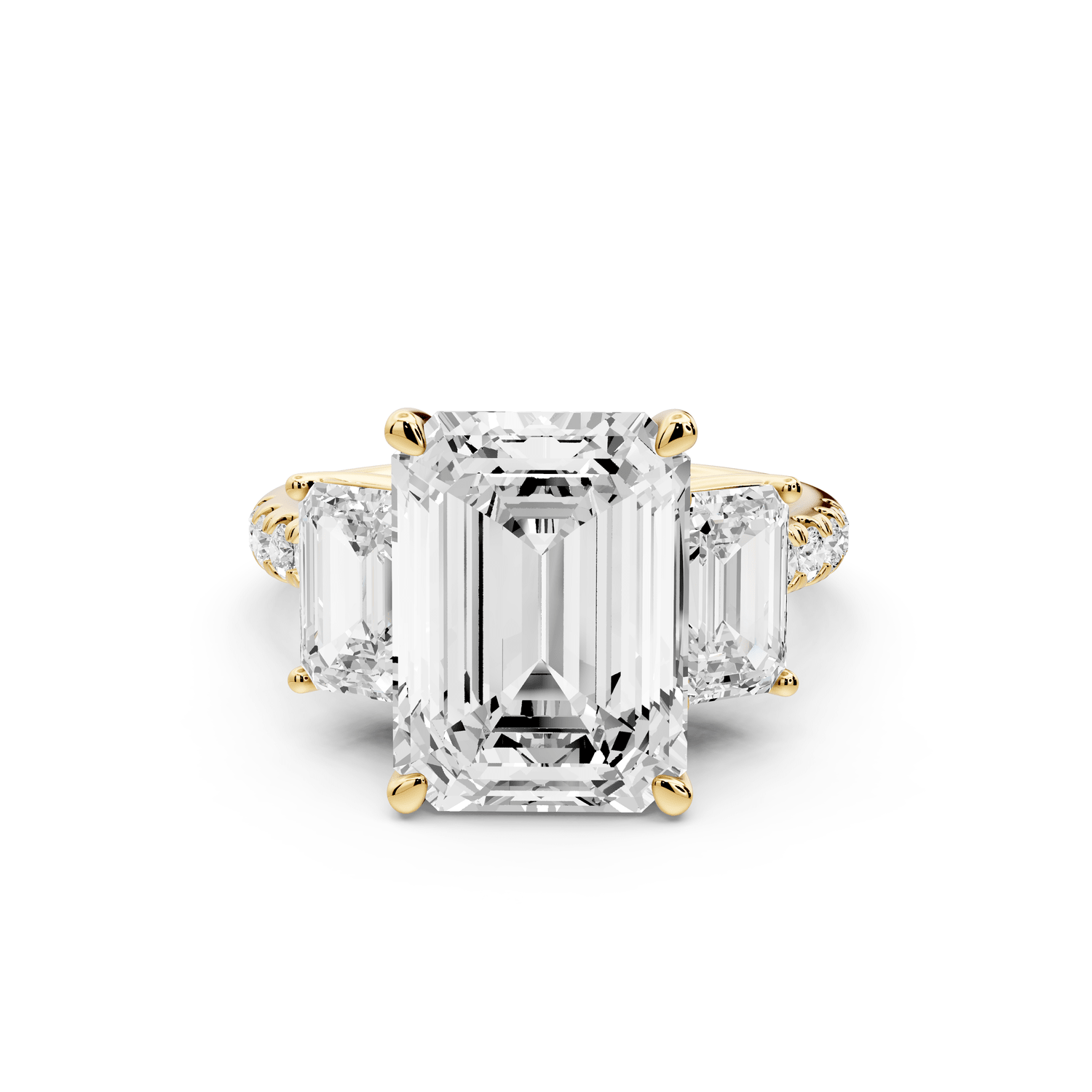Mia - 5ct 18k yellow gold emerald Trellis Basket Diamond Pavé half band Engagement Ring - Mr. Alex Jewelry