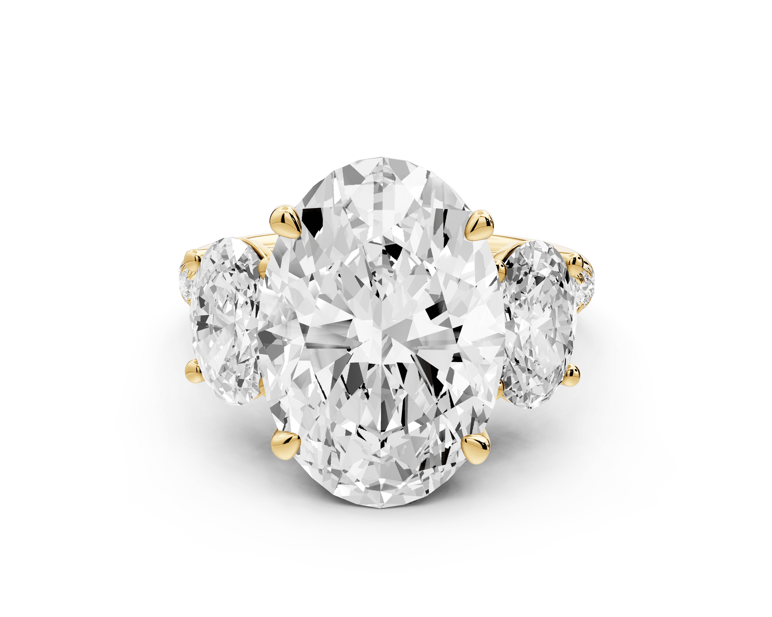 Mia - 5ct 18k yellow gold oval Trellis Basket Diamond Pavé half band Engagement Ring - Mr. Alex Jewelry