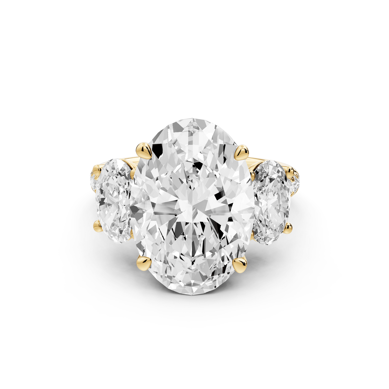 Mia - 5ct 18k yellow gold oval Trellis Basket Diamond Pavé half band Engagement Ring - Mr. Alex Jewelry