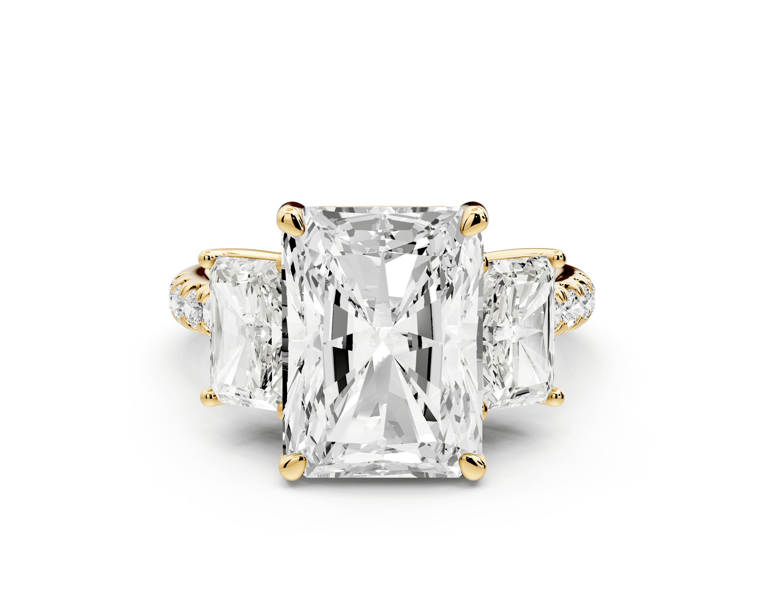 Mia - 5ct 18k yellow gold radiant Trellis Basket Diamond Pavé half band Engagement Ring - Mr. Alex Jewelry