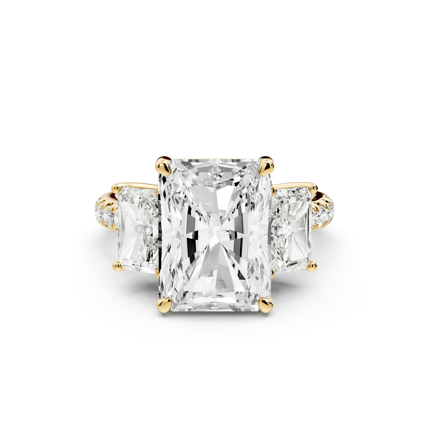 Mia - 5ct 18k yellow gold radiant Trellis Basket Diamond Pavé half band Engagement Ring - Mr. Alex Jewelry