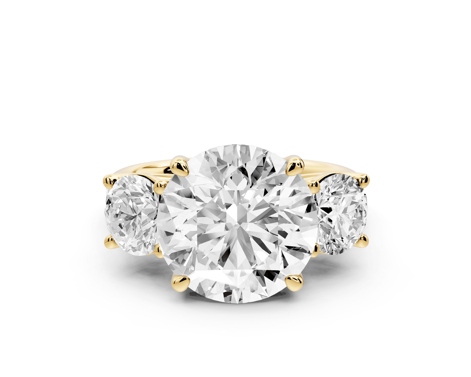 Mia - 5ct 18k yellow gold round Trellis Basket Diamond Pavé half band Engagement Ring - Mr. Alex Jewelry