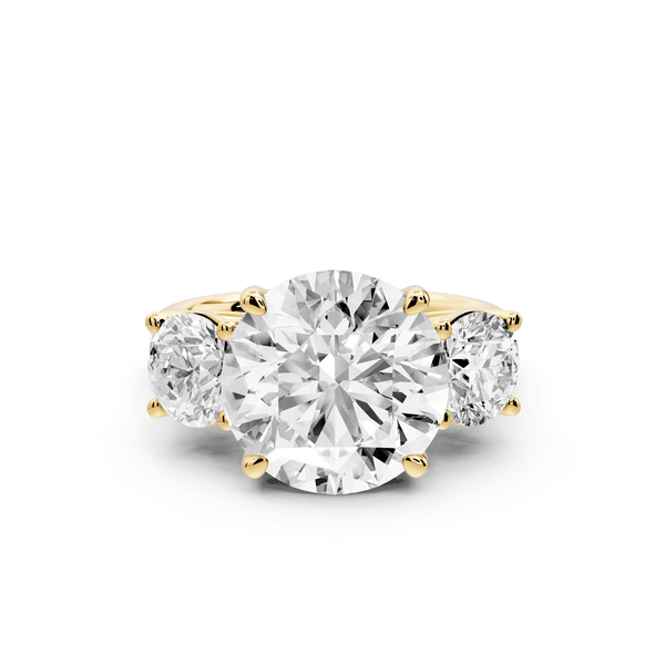 Mia - 5ct 18k yellow gold round Trellis Basket Diamond Pavé half band Engagement Ring - Mr. Alex Jewelry
