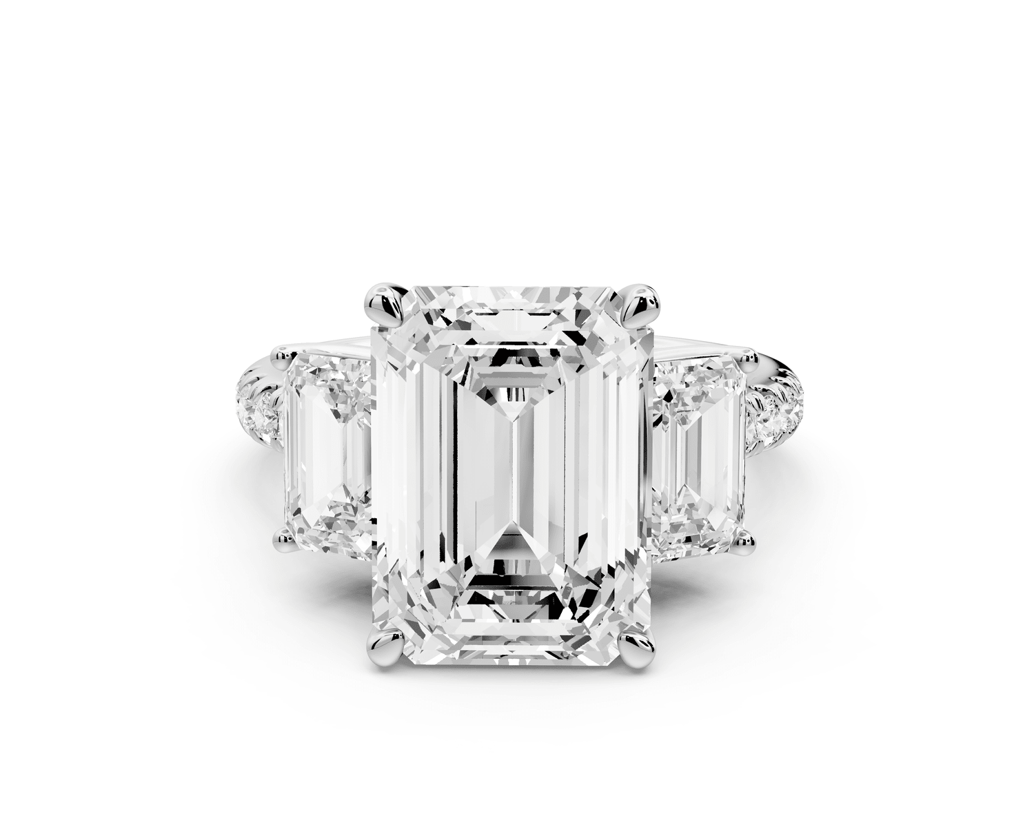 Mia - 5ct platinum emerald Trellis Basket Diamond Pavé half band Engagement Ring - Mr. Alex Jewelry