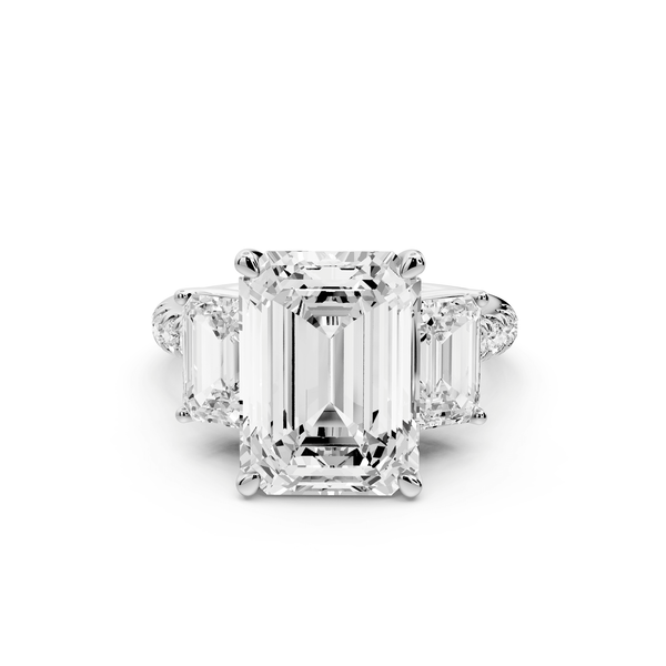 Mia - 5ct platinum emerald Trellis Basket Diamond Pavé half band Engagement Ring - Mr. Alex Jewelry