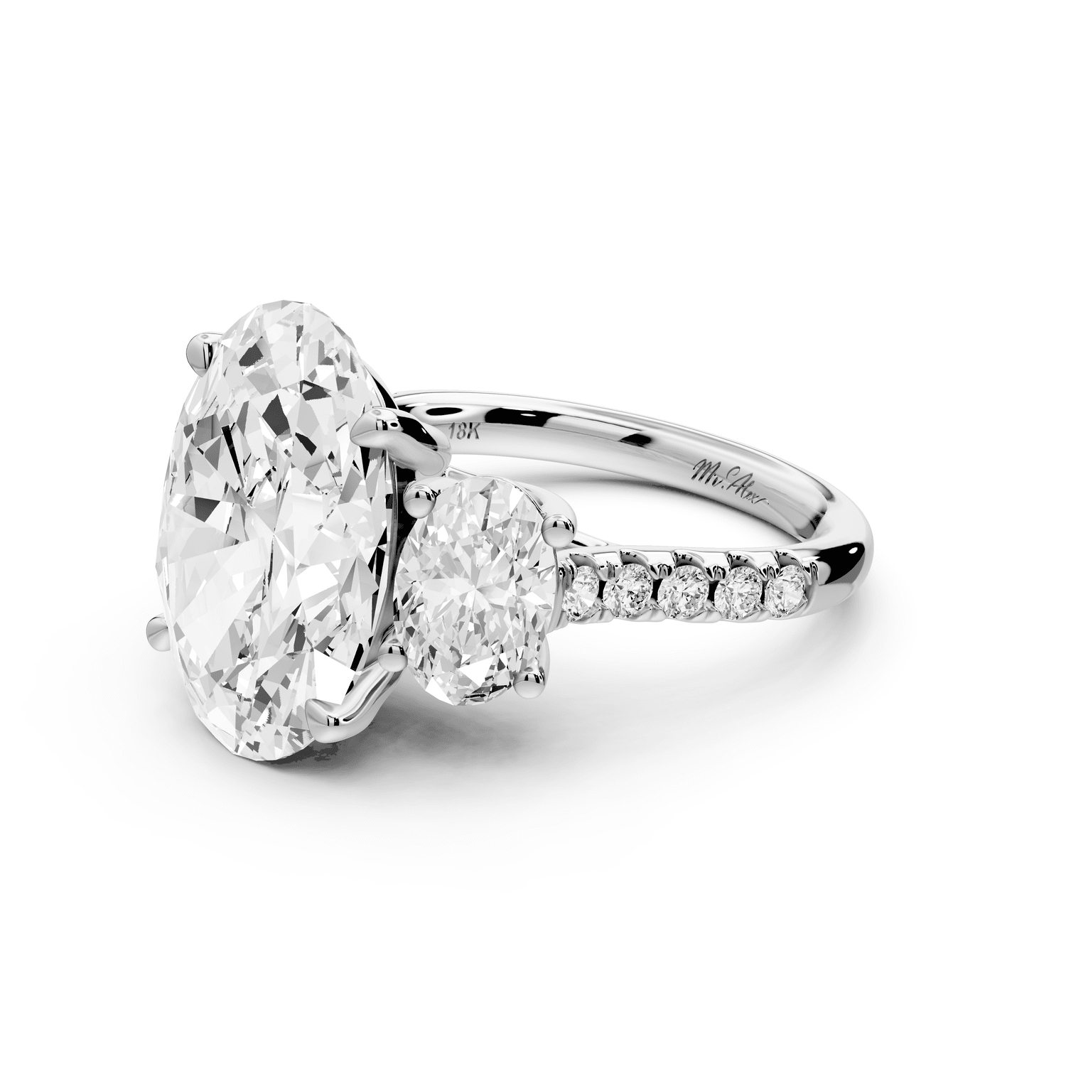Mia - 5ct platinum oval Trellis Basket Diamond Pavé half band Engagement Ring - Mr. Alex Jewelry