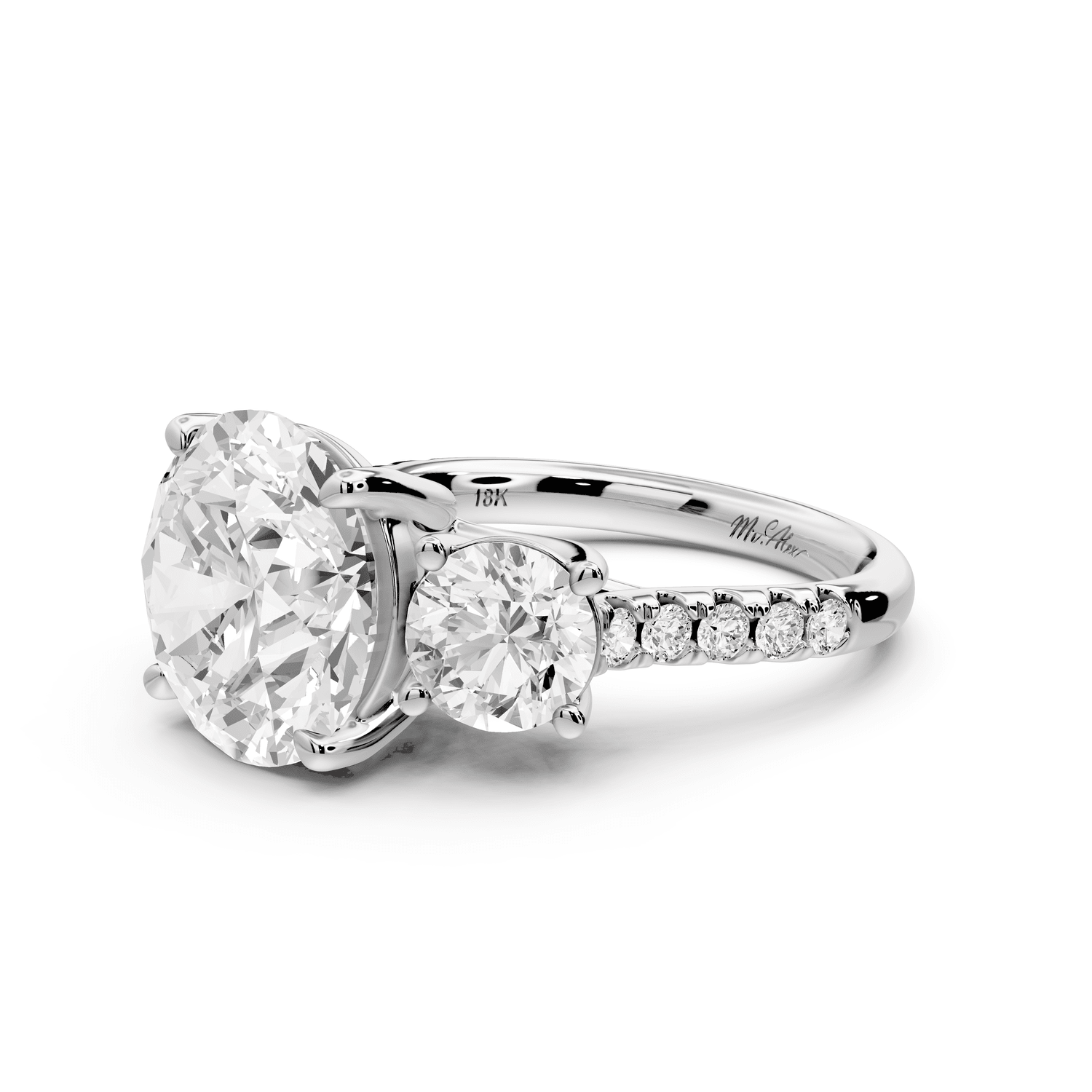 Mia - 5ct platinum round Trellis Basket Diamond Pavé half band Engagement Ring - Mr. Alex Jewelry