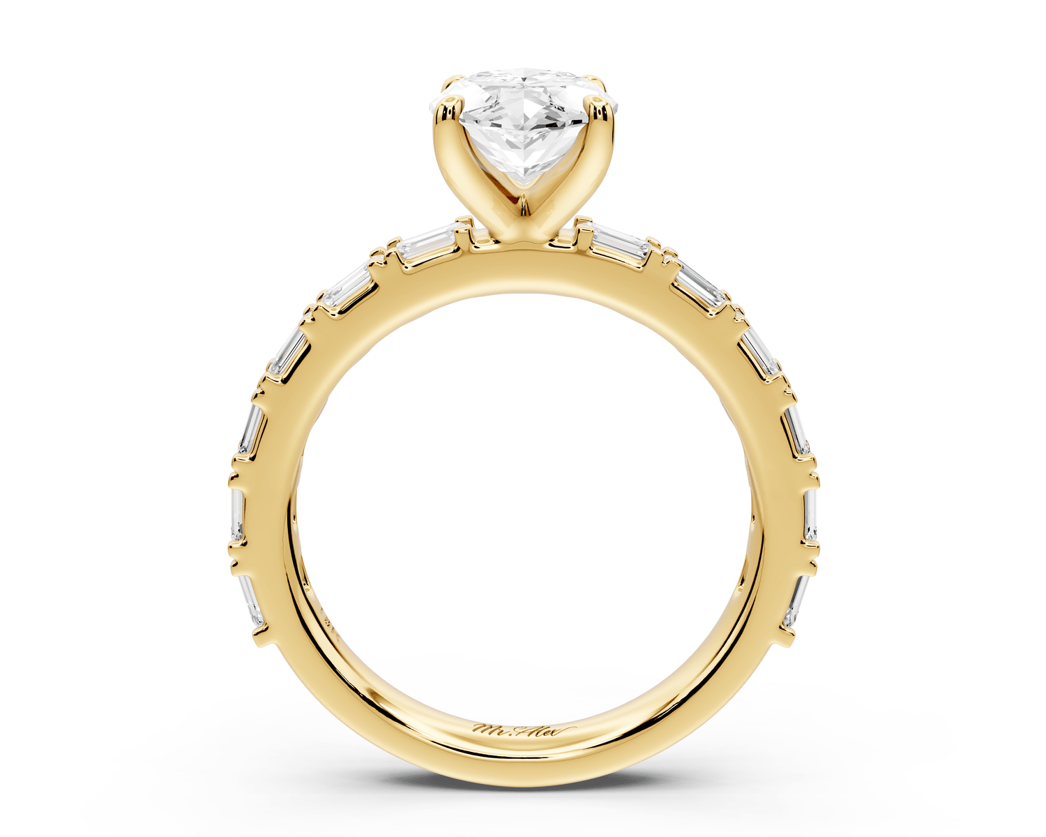 Nadia - 2ct 14k yellow gold marquise diamond with east - west emerald cut accent stones engagement ring - Mr. Alex Jewelry