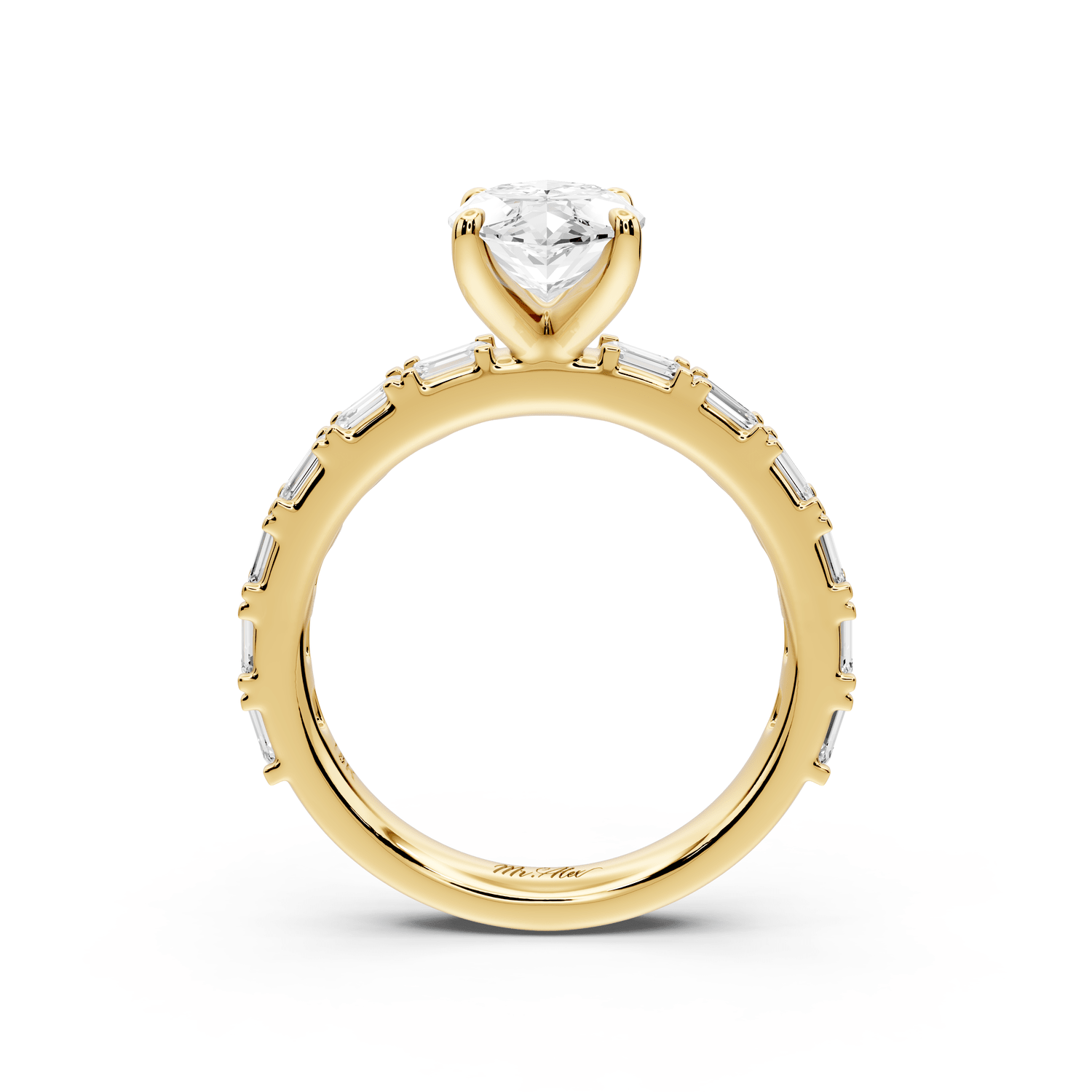 Nadia - 2ct 18k yellow gold marquise diamond with east - west emerald cut accent stones engagement ring - Mr. Alex Jewelry