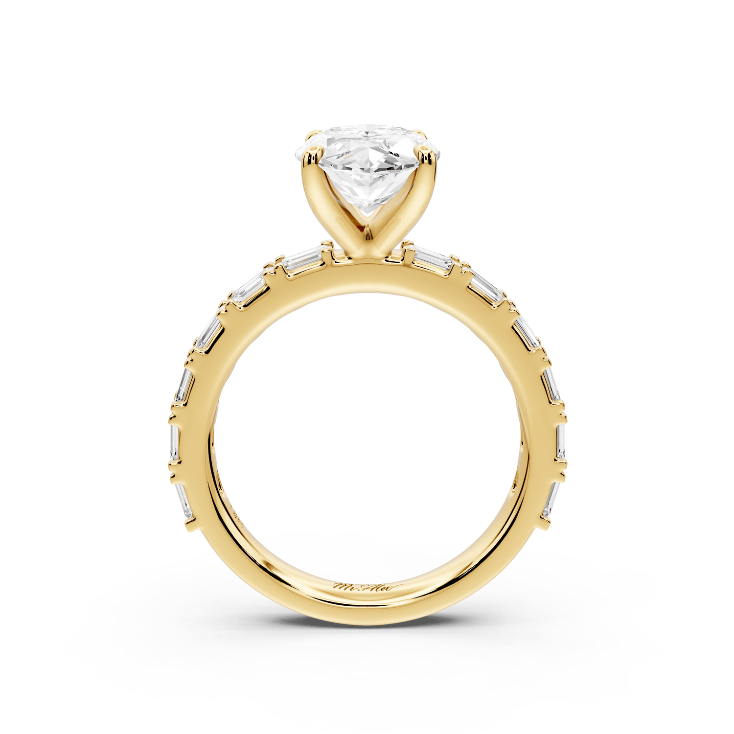 Nadia - 3ct 14k yellow gold marquise diamond with east - west emerald cut accent stones engagement ring - Mr. Alex Jewelry