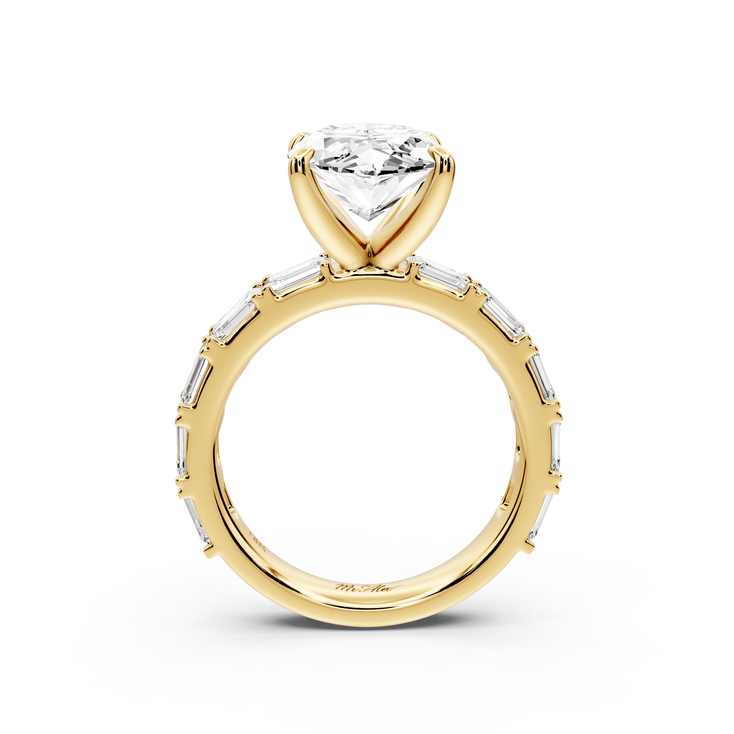 Nadia - 4ct 14k yellow gold marquise diamond with east - west emerald cut accent stones engagement ring - Mr. Alex Jewelry
