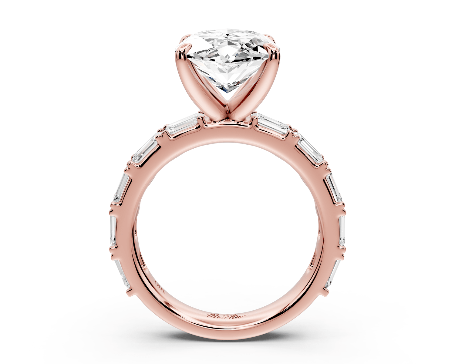 Nadia - 5ct 14k rose gold marquise diamond with east - west emerald cut accent stones engagement ring - Mr. Alex Jewelry