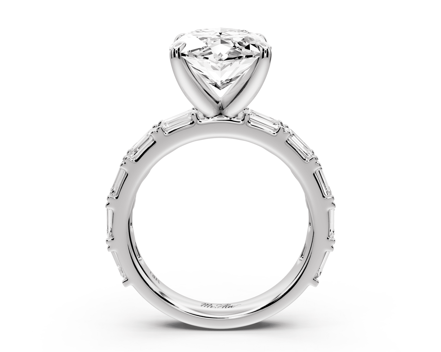 Nadia - 5ct 14k white gold marquise diamond with east - west emerald cut accent stones engagement ring - Mr. Alex Jewelry