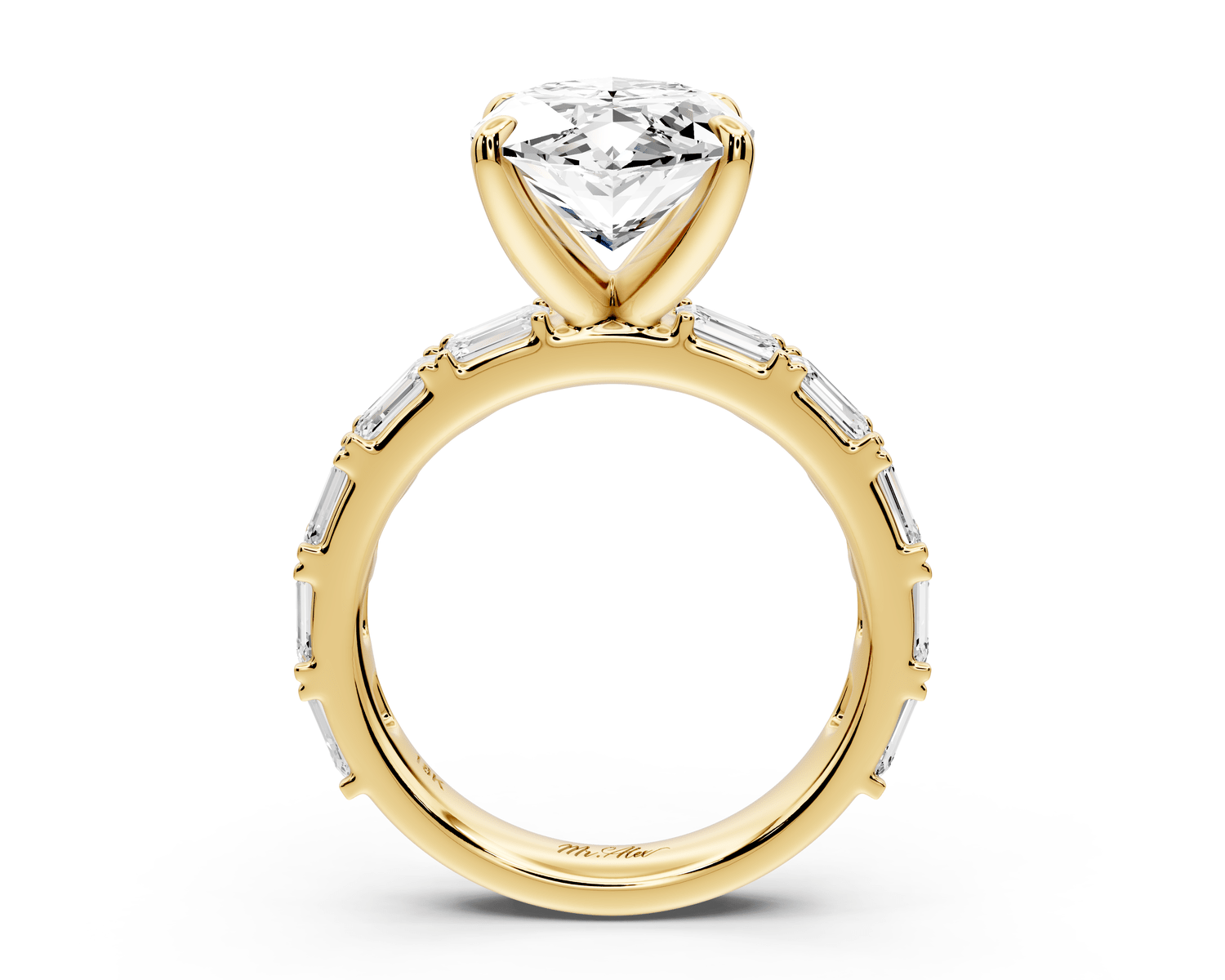 Nadia - 5ct 14k yellow gold marquise diamond with east - west emerald cut accent stones engagement ring - Mr. Alex Jewelry