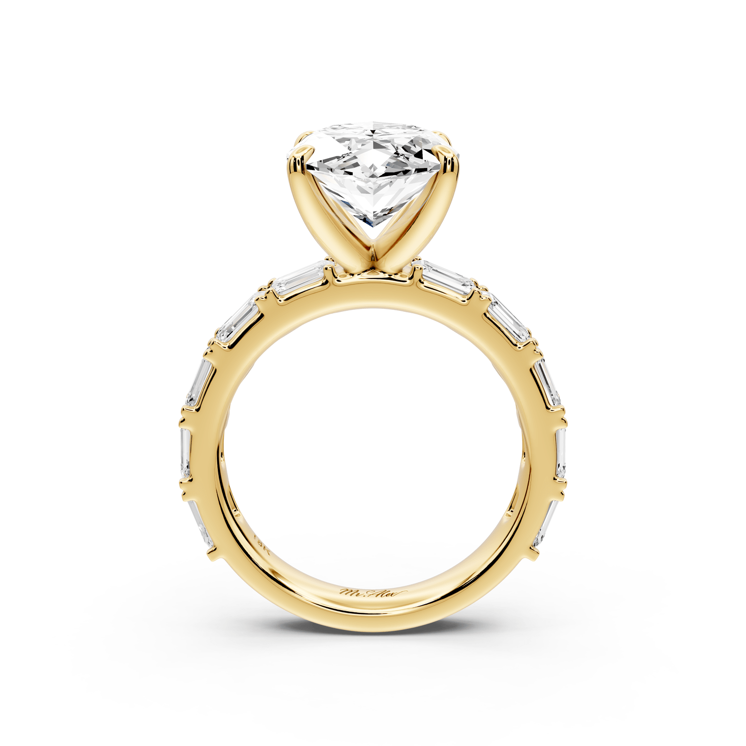 Nadia - 5ct 18k yellow gold marquise diamond with east - west emerald cut accent stones engagement ring - Mr. Alex Jewelry