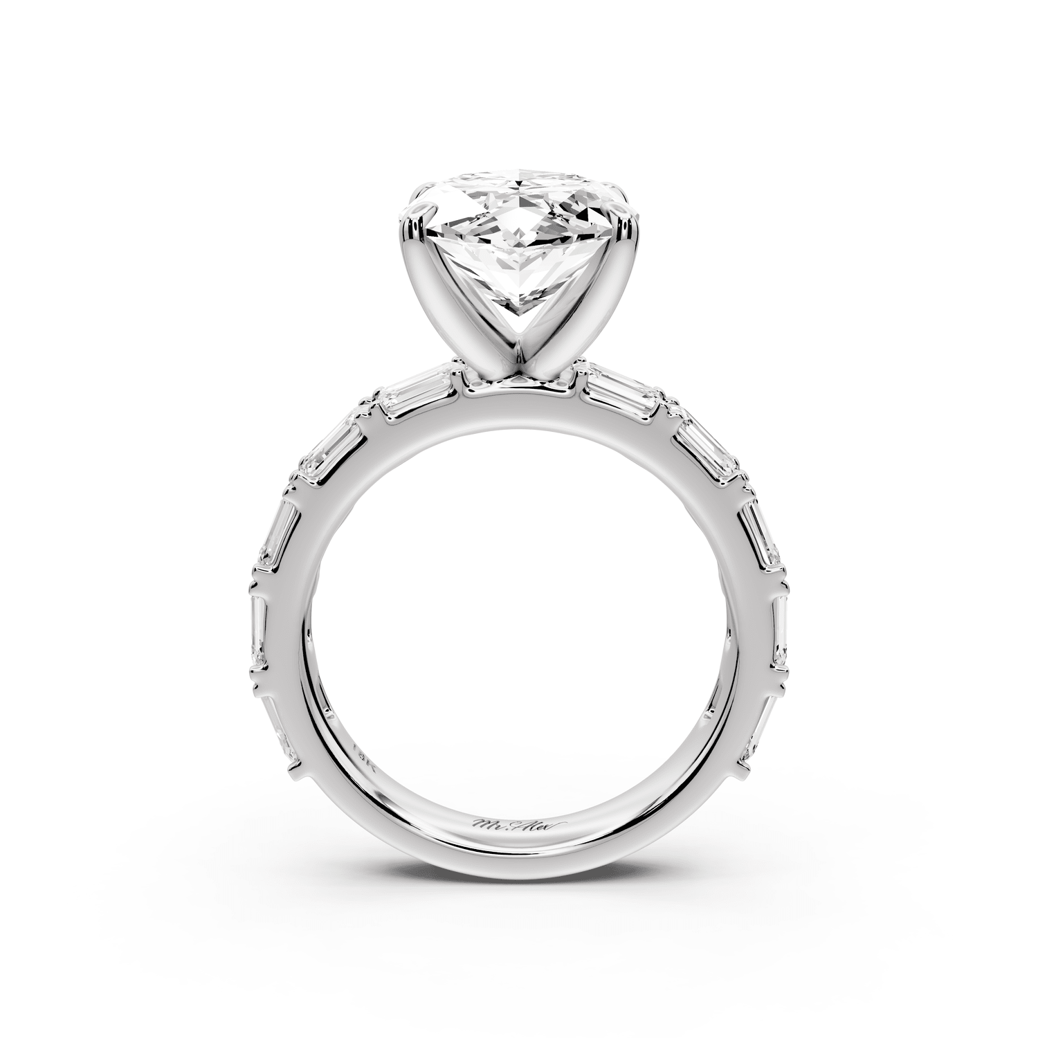 Nadia - 5ct platinum marquise diamond with east - west emerald cut accent stones engagement ring - Mr. Alex Jewelry