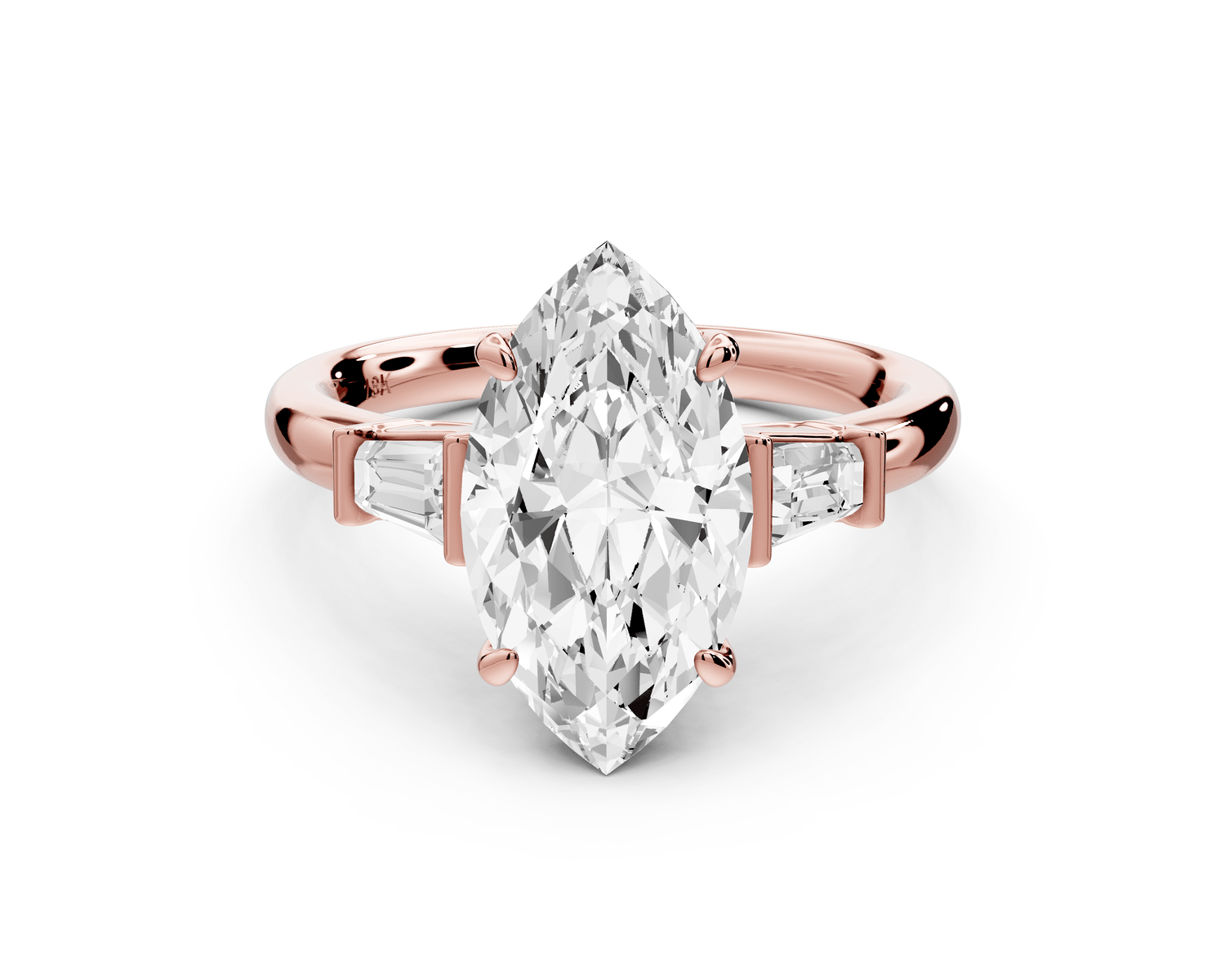 Naomi - 2ct 14k rose gold marquise diamond with Tapered Baguettes side stones Engagement Ring - Mr. Alex Jewelry