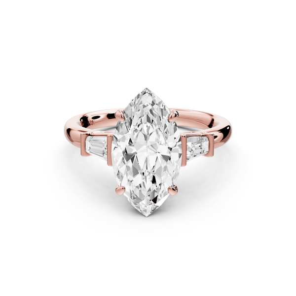 Naomi - 2ct 14k rose gold marquise diamond with Tapered Baguettes side stones Engagement Ring - Mr. Alex Jewelry