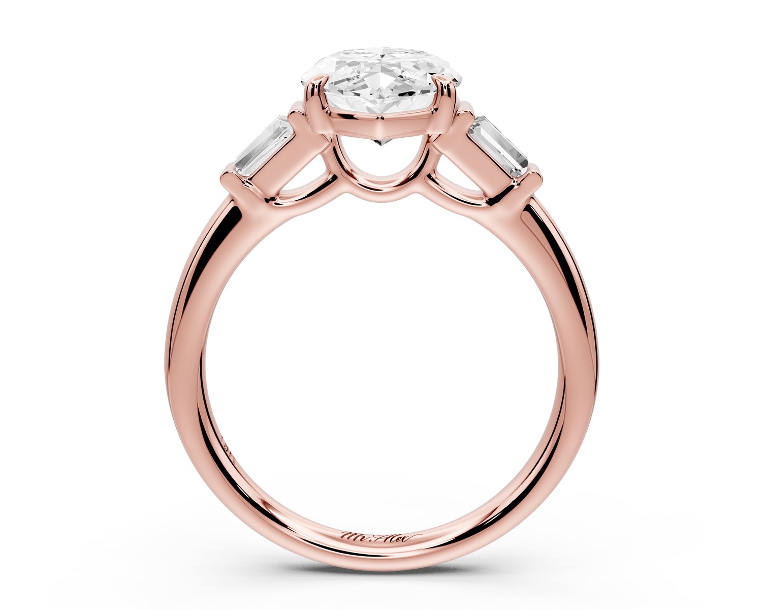 Naomi - 2ct 14k rose gold marquise diamond with Tapered Baguettes side stones Engagement Ring - Mr. Alex Jewelry