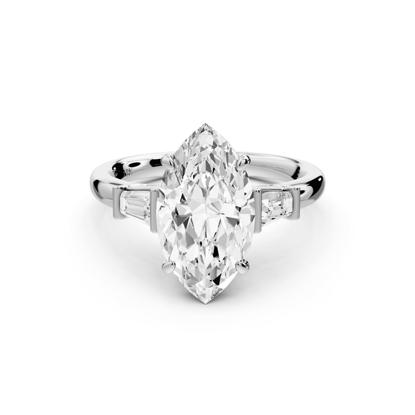 Naomi - 2ct 14k white gold marquise diamond with Tapered Baguettes side stones Engagement Ring - Mr. Alex Jewelry