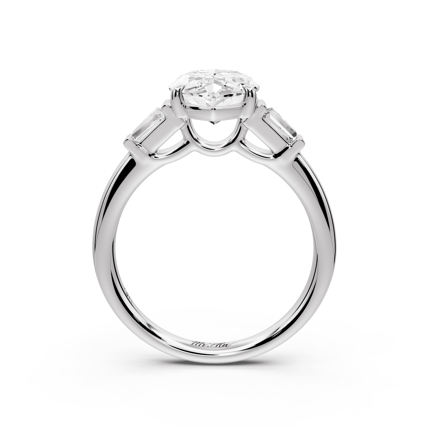 Naomi - 2ct 14k white gold marquise diamond with Tapered Baguettes side stones Engagement Ring - Mr. Alex Jewelry