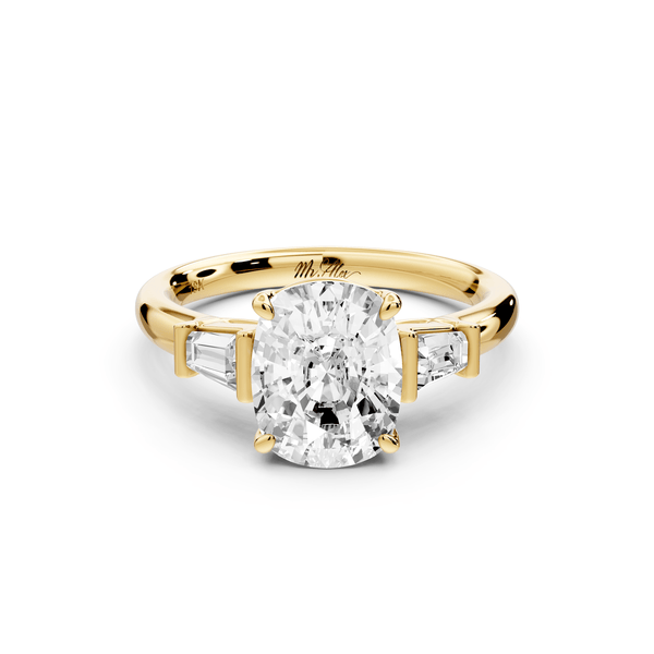 Naomi - 2ct 14k yellow gold ecushion diamond with Tapered Baguettes side stones Engagement Ring - Mr. Alex Jewelry