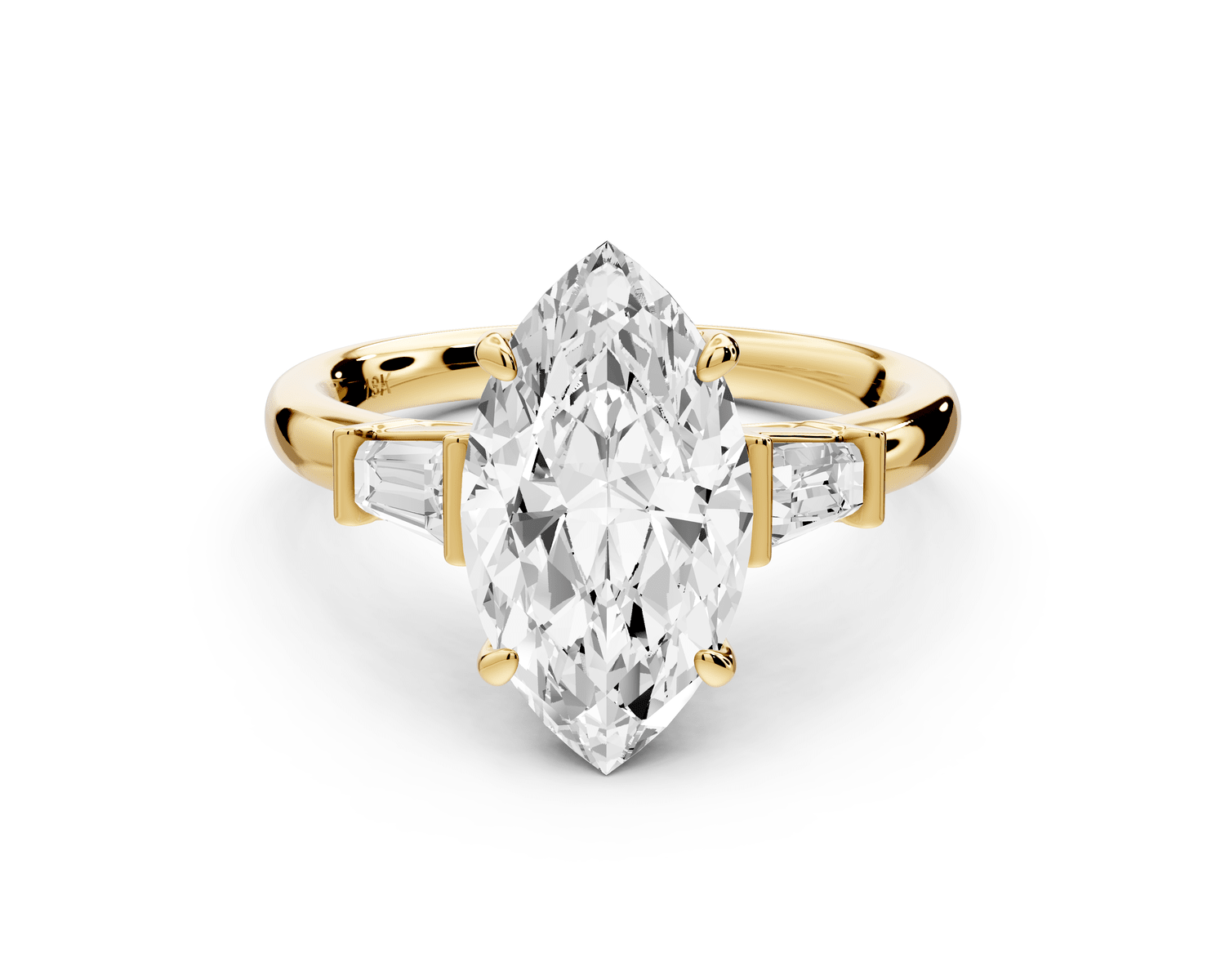 Naomi - 2ct 14k yellow gold marquise diamond with Tapered Baguettes side stones Engagement Ring - Mr. Alex Jewelry