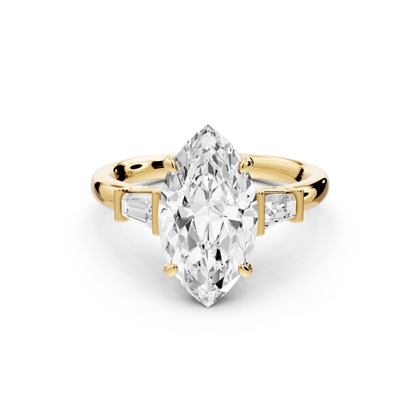Naomi - 2ct 14k yellow gold marquise diamond with Tapered Baguettes side stones Engagement Ring - Mr. Alex Jewelry