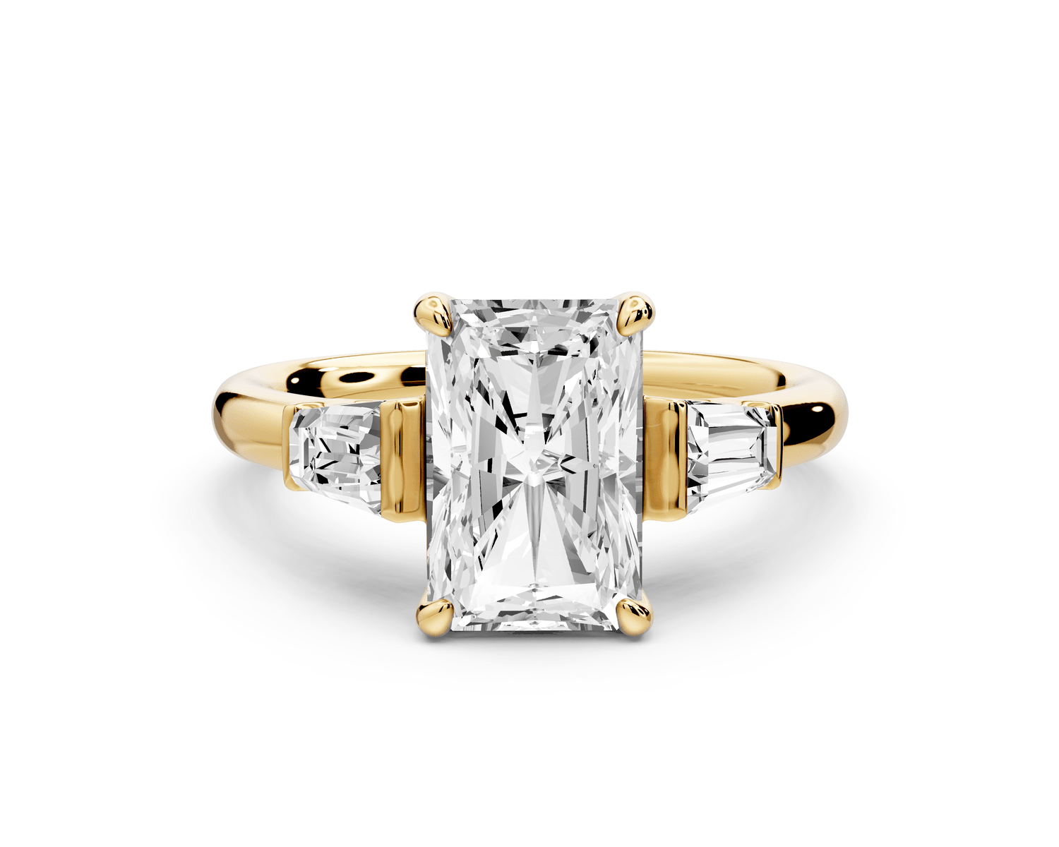 Naomi - 2ct 14k yellow gold radiant diamond with Tapered Baguettes side stones Engagement Ring - Mr. Alex Jewelry