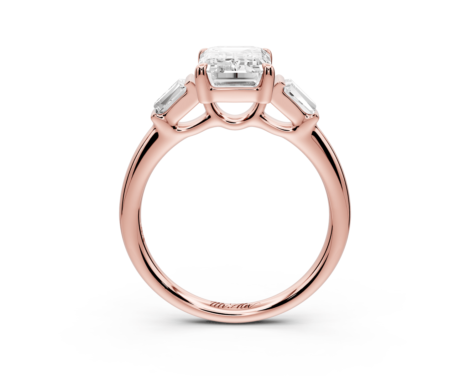 Naomi - 2ct 18k rose gold emerald diamond with Tapered Baguettes side stones Engagement Ring - Mr. Alex Jewelry