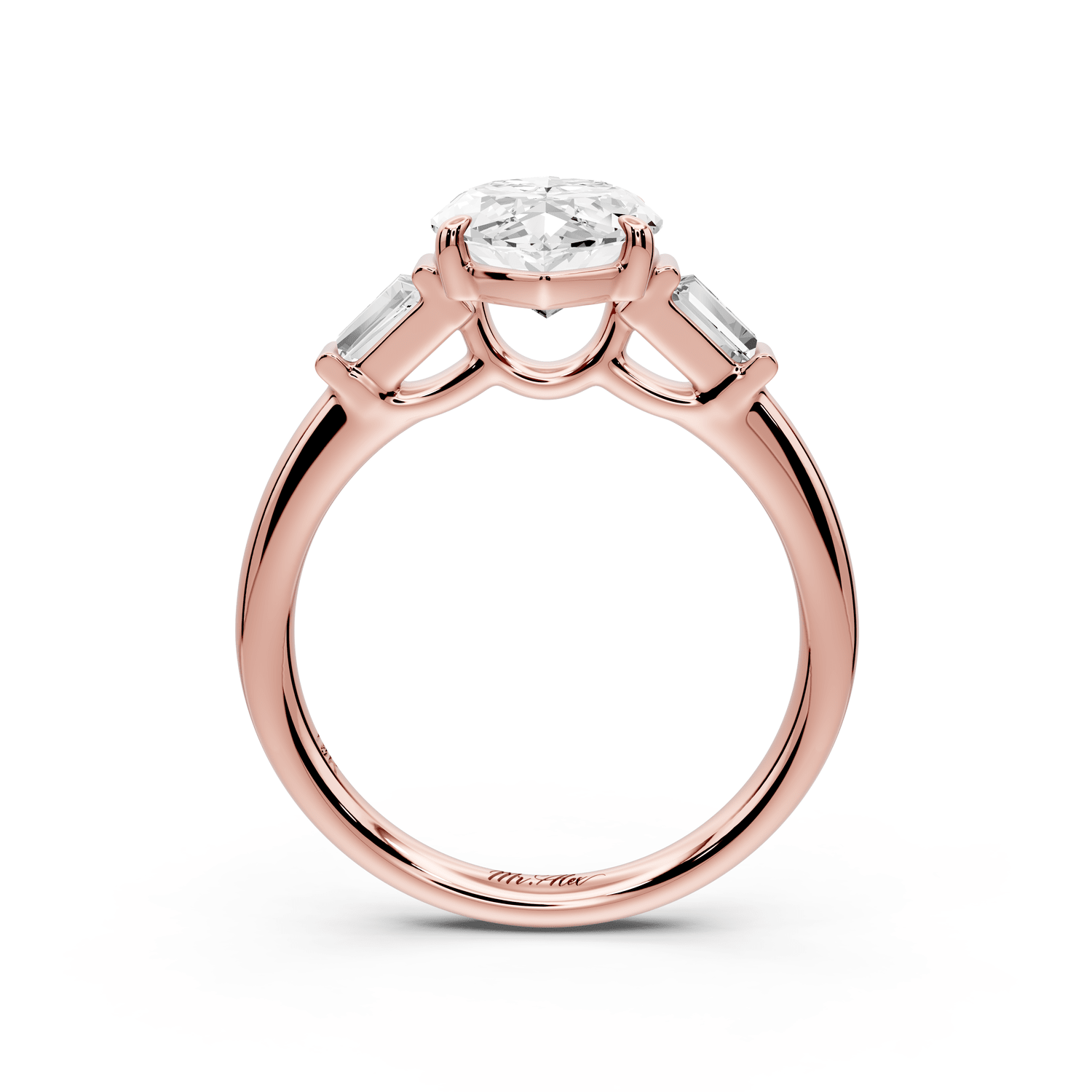 Naomi - 2ct 18k rose gold marquise diamond with Tapered Baguettes side stones Engagement Ring - Mr. Alex Jewelry