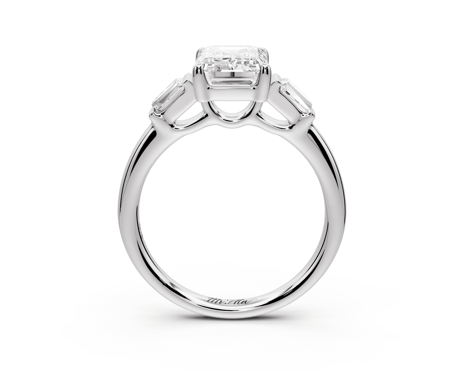 Naomi - 2ct 18k white gold emerald diamond with Tapered Baguettes side stones Engagement Ring - Mr. Alex Jewelry