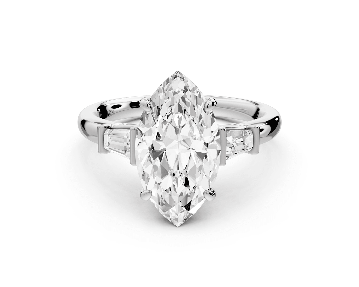 Naomi - 2ct 18k white gold marquise diamond with Tapered Baguettes side stones Engagement Ring - Mr. Alex Jewelry