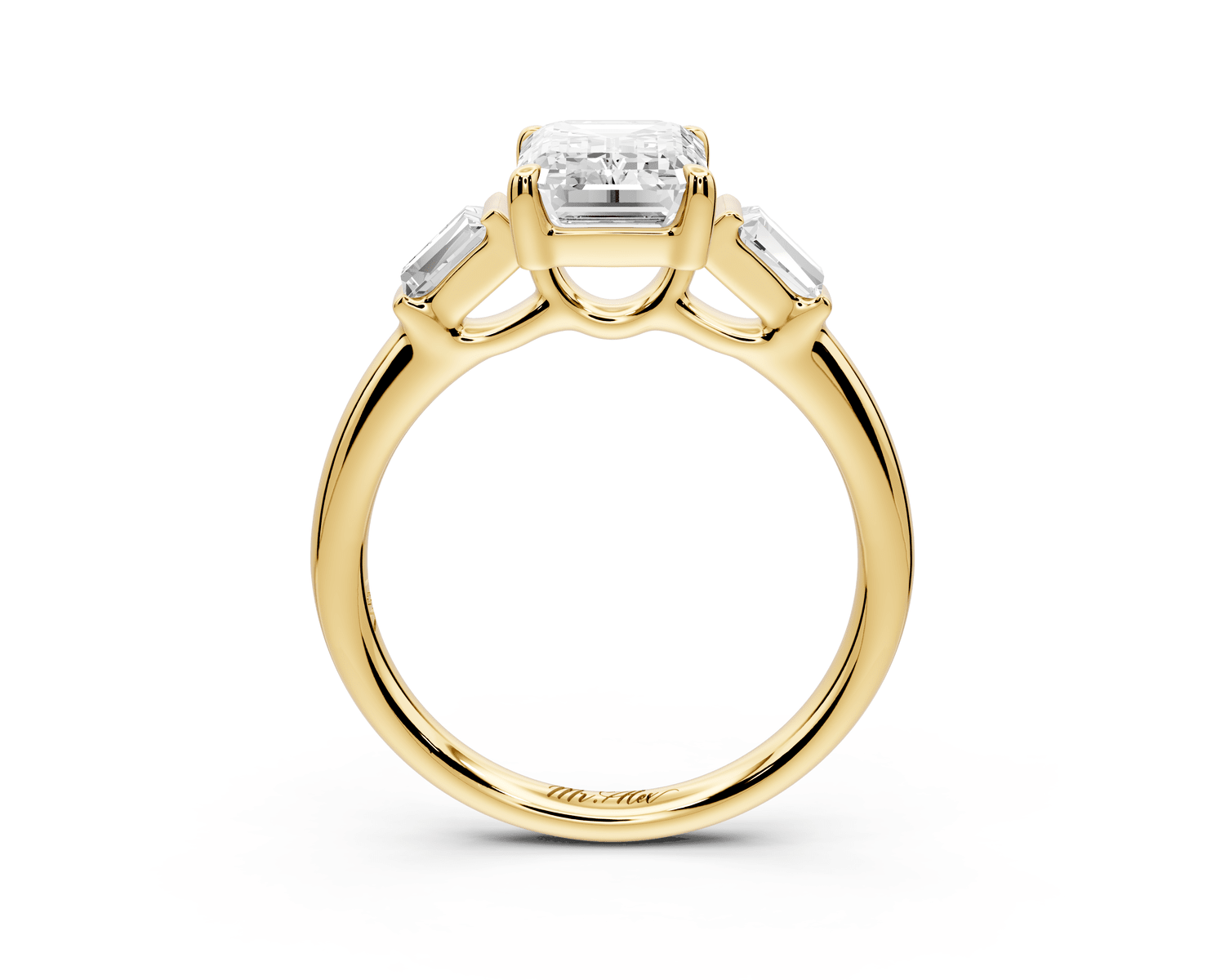Naomi - 2ct 18k yellow gold emerald diamond with Tapered Baguettes side stones Engagement Ring - Mr. Alex Jewelry
