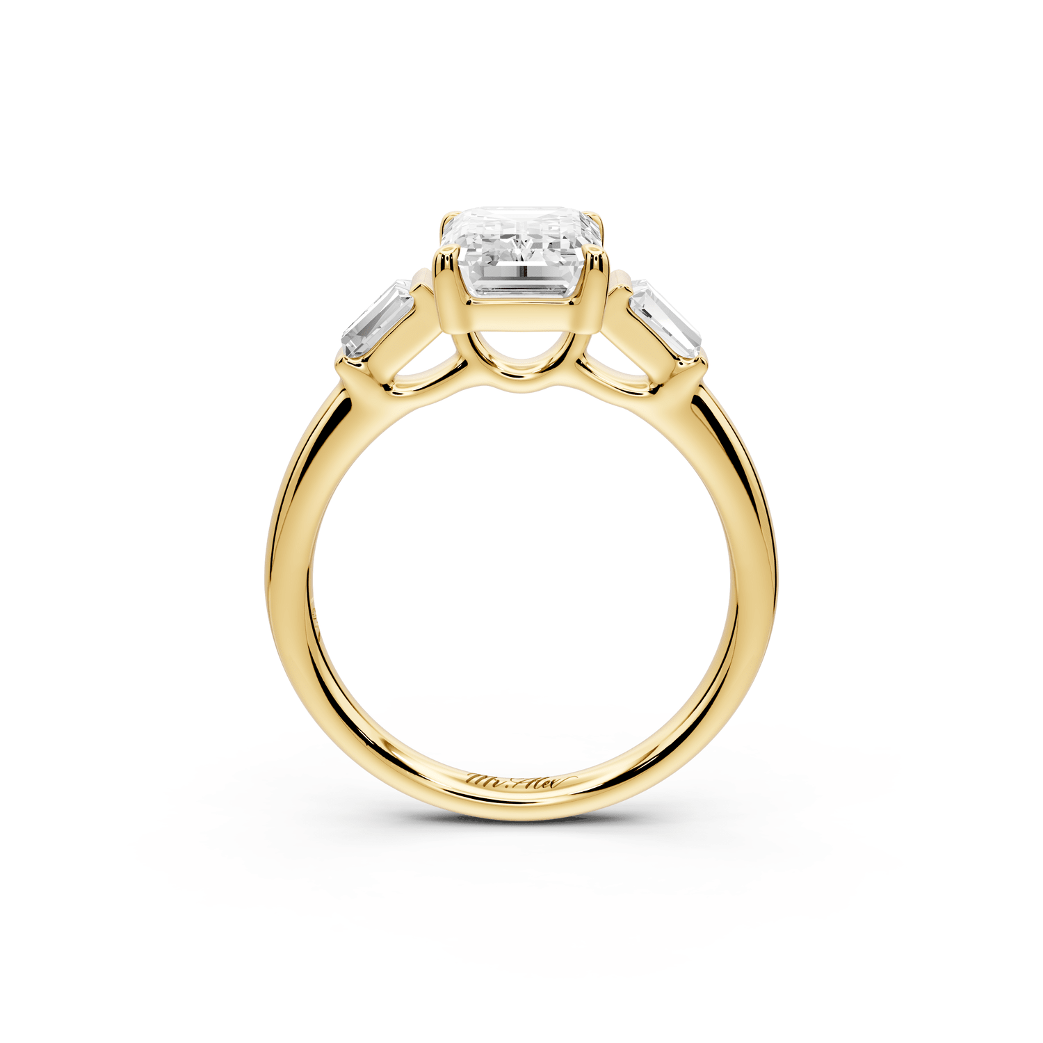 Naomi - 2ct 18k yellow gold emerald diamond with Tapered Baguettes side stones Engagement Ring - Mr. Alex Jewelry